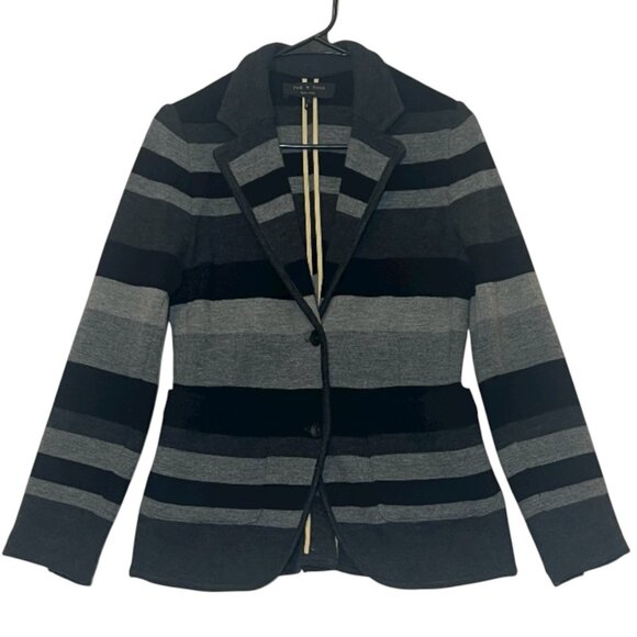 rag & bone Jackets & Blazers - rag & bone Women’s 100% Wool Blazer Medium Size Striped Gray Black Knit Sweater